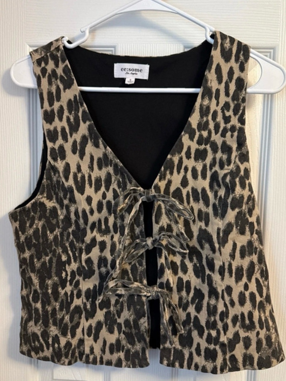 ee:some Leopard-Print Tie-Front Vest Tank